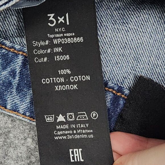 3X1 Sabina Distressed Raw Hem Button Fly Straight Denim Blue Jeans ITALY SIZE 26 - Picture 12 of 13